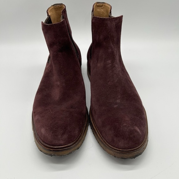 Clarks Mens Size 7.5 Suede Chelsea Boot Casual Wine Pull On EUC